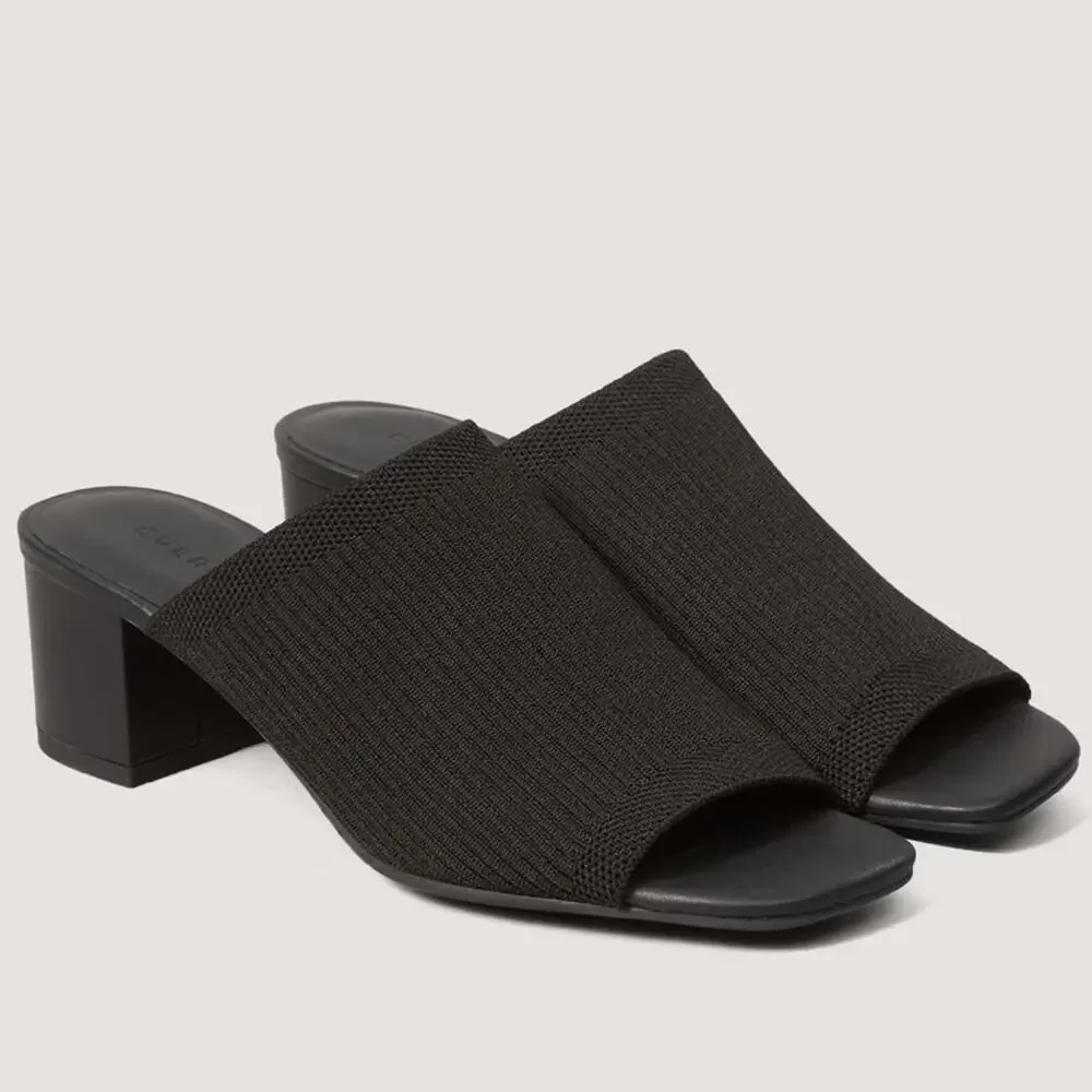 Everlane Glove Mule ReKnit Black Square Toe Block Heel Size 10.5 Sustainable - Picture 1 of 8
